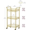thumbnail image 3 of Bar Cart, Home Bar Serving Cart, Small Bar Cart with 3-Tier Shelf, Wine Holders, Glass Holders, Mini Bar Cart for Small Spaces, Kitchen, Dining Room, Living Room, 3 of 9