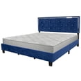 thumbnail image 2 of Better Home Products Lit Plateforme Très Grand Rembourré en Velours Monica, Bleu, 2 of 6