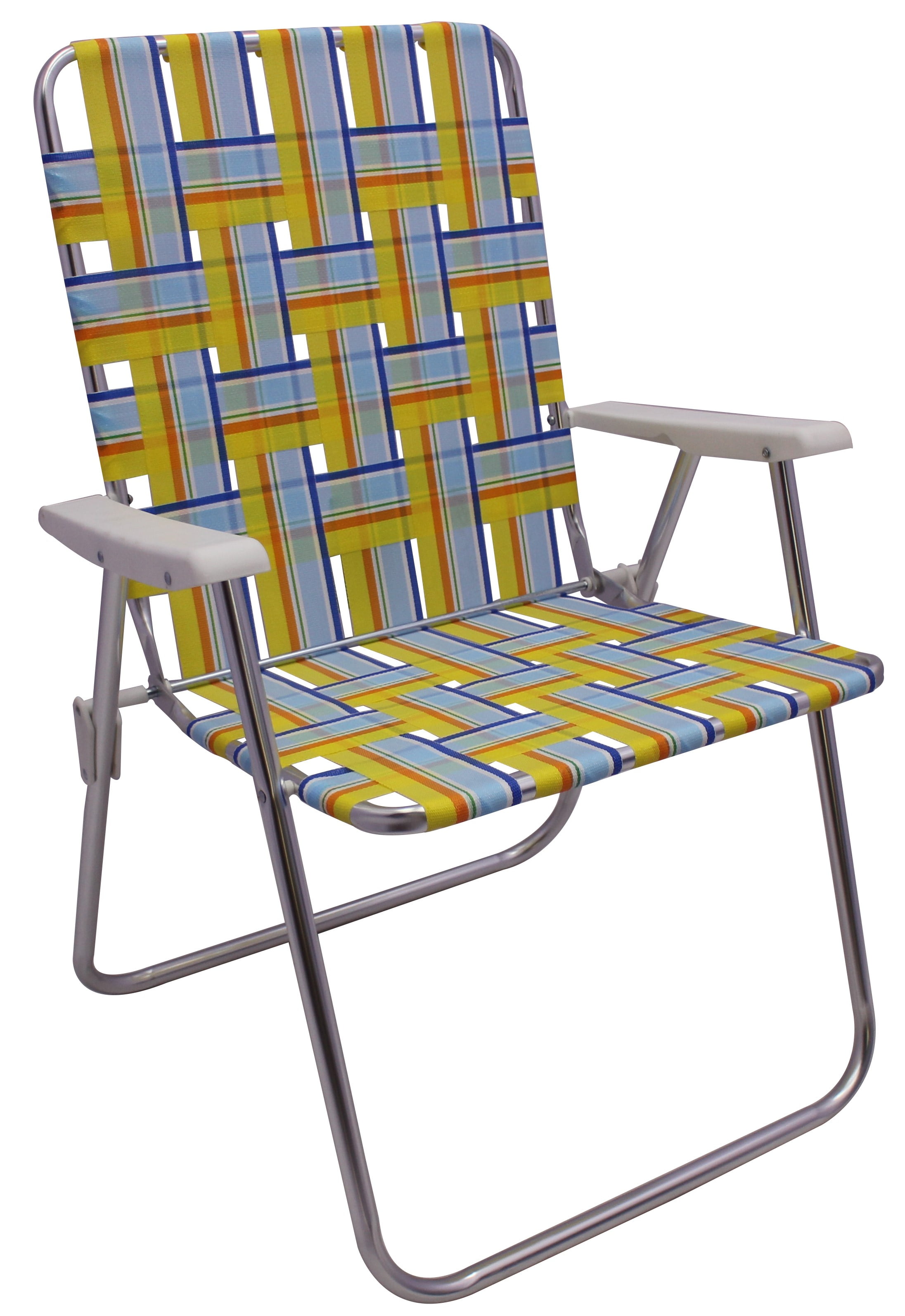 Mainstays Folding High Back Yellow & Blue Web Chair ...