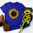 thumbnail image 2 of TENSUNNYD T Shirts For Women Plus Size Short Blouse Tops Sunflower Print Neck Plus Sleeved Size T-Shirt Round Blouse Summer Casual Tee Tops, 2 of 2