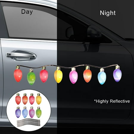 

Clearance Sales Christmas Car Refrigerator Decoration - 8 Reflective Bulb Light Shaped Magnets 6 Magnetic Wire Ornament Set