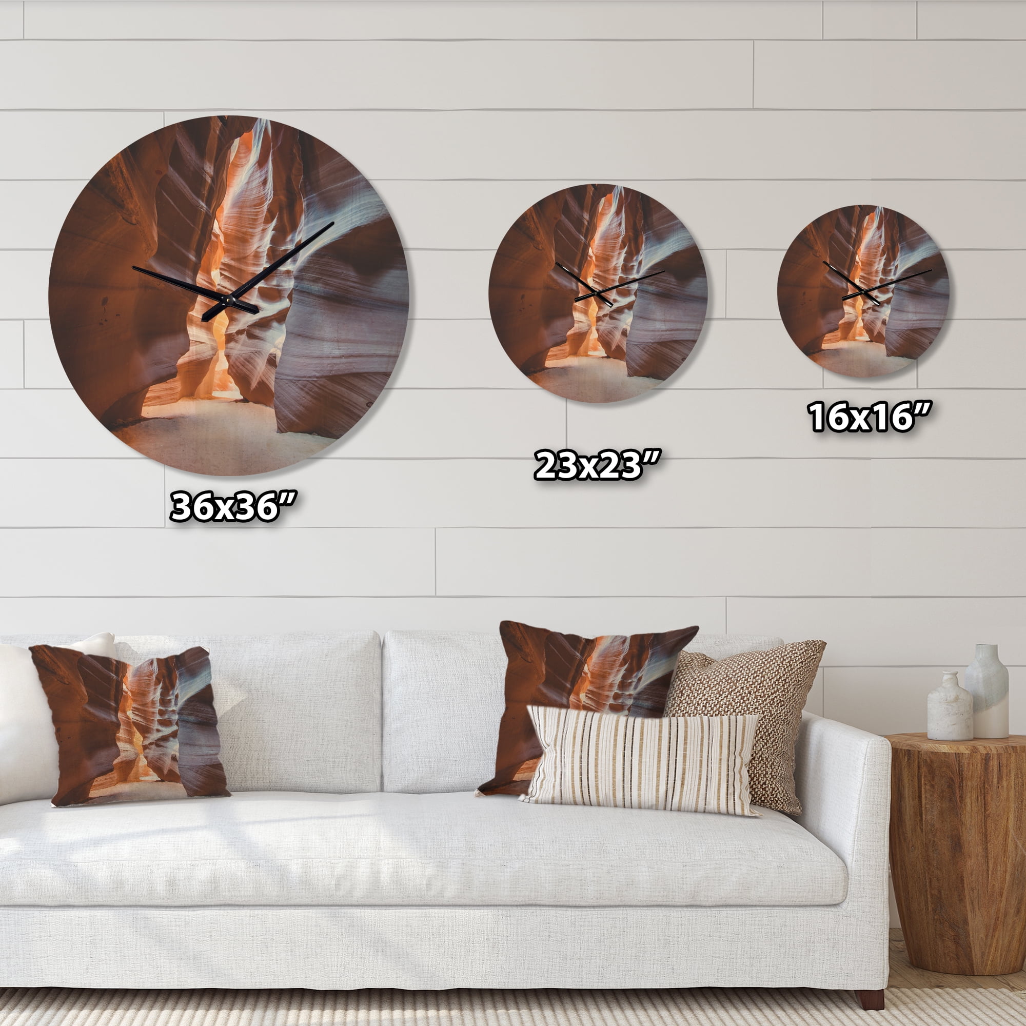 Designart 'Antelope Canyon Glow Inside Landscape' Modern Wood Wall Clock