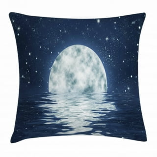 Half Moon Throw Pillow Cushion Cover, Simplistic Sun Night Dots Circle Mystic Pattern on Plain Background, Decorative Square Accent Pillow Case, 18