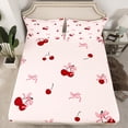 thumbnail image 2 of Castle Fairy Kawaii Cherry Bow 4Pcs Bed Sheets for Girls Women Teens,Dreamy Princess King Sheets,Cute Bowknot Super Cozy Sheet Set,Ultra Soft Home Decor, 2 of 7