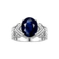 thumbnail image 1 of RYLOS Bagues pour Femmes Bague en or Blanc 14K Pierre Précieuse 12X10MM et Diamants Superbe Bague pour Doigt du Milieu Ou Index Bijoux Saphir de Septembre Taille 9, 1 of 7