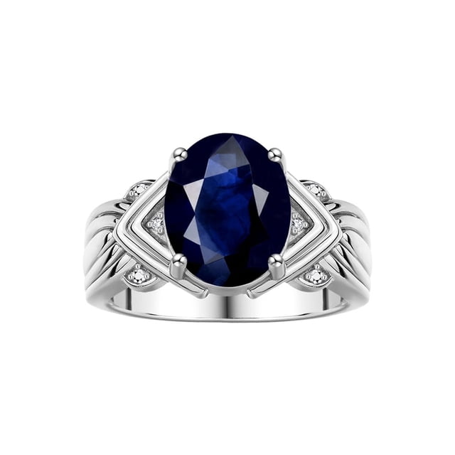*RYLOS Bague Élégante Simplement Belle Saphir Bleu & Diamant - Pierre de Naissance de Septembre*