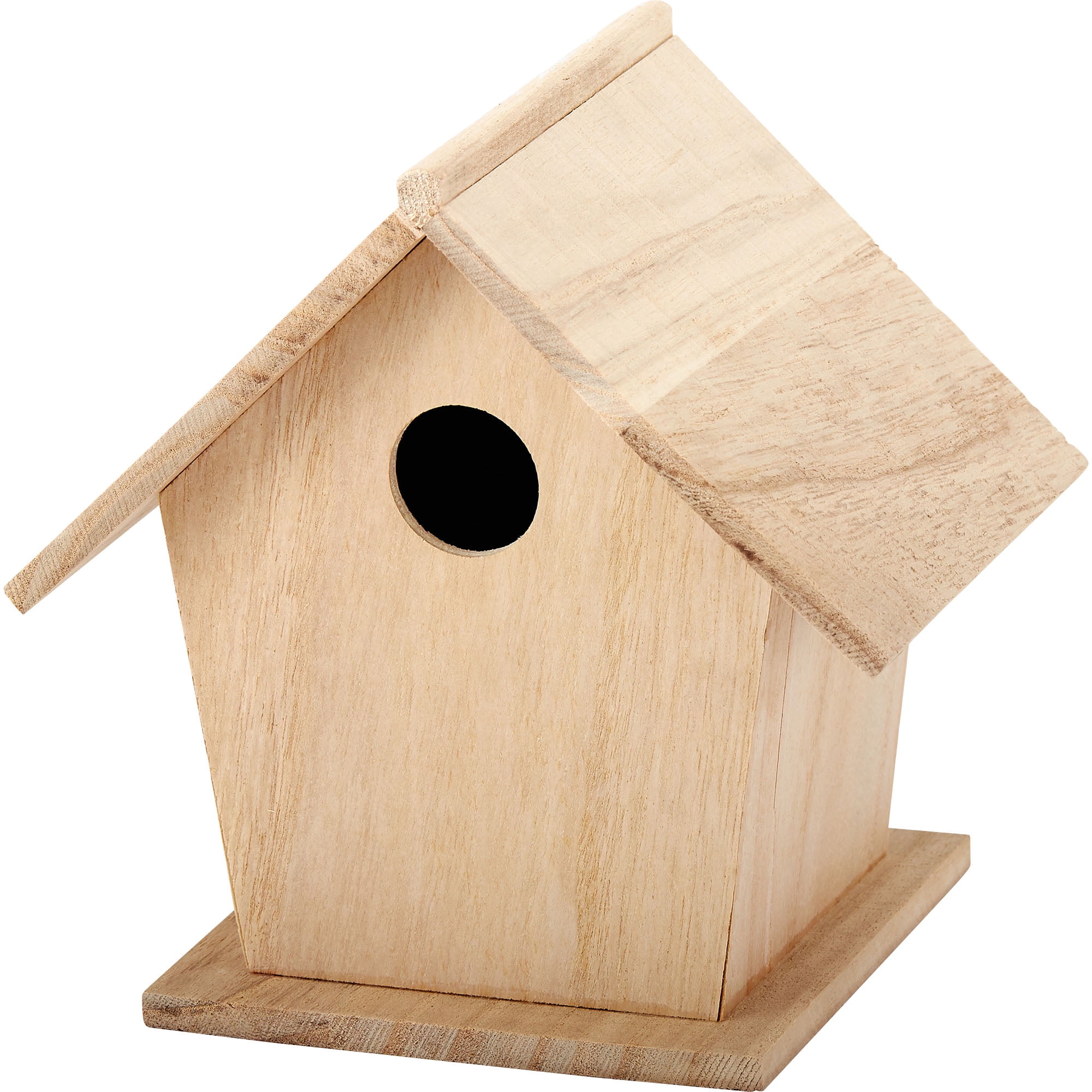 Plaid Unpainted Wood Surface, Large Bird House, 1 Piece, 7" x 7" x 7.5"