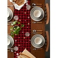 thumbnail image 2 of Red Plaid Snowman Christmas Burlap-Cotton Table Runner 48 Inches Long,Xmas Snowflake Birds Farmhouse Table Runners,Outdoor Dining Tablecloths Decor for Baby Shower Party Wedding 13x48, 2 of 9