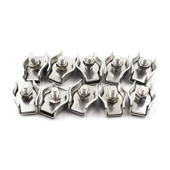 Abrazaderas de cable con clip de cuerda de alambre de un solo perno con rodamiento de acero inoxidable M6 304 para cables de alambre(10PCS)