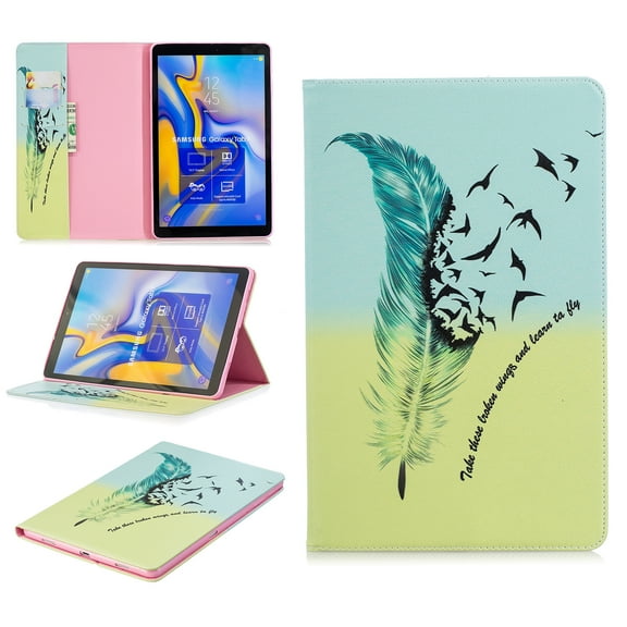 Galaxy Tab A 10.5 2018 Case, Allytech PU Leather Stand Flip Folio Wallet Cases and Covers with Cash Card Slots for Samsung Galaxy Tab A 10.5 SM-T590/T595/T597 Tablet, Feather