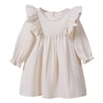 thumbnail image 1 of Toimothcn Robe Bébé Fille Manches Longues Décontractée Couleur Unie Robe Côtelée Douce Coupe Ample Robes Princesse Confortable Robe d'Été Fille, 1 of 3