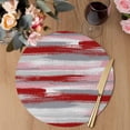 thumbnail image 3 of Red Pink Gray Stripes Round 15 Inch Placemats Set of 6, Modern Abstract Minimalist Retro HeatResistant Non Slip Place Mats for Dining Table, Wipeable Braided Kitchen Table Mats for Housewarming, 3 of 9