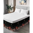 thumbnail image 4 of Mushrooms Black Bed Skirt King Size, Botanical Leaf Butterflies Country Moon Wrap Around Bed Skirting with Adjustable Elastic Strap, Dust Ruffle Pleated Bedskirts 16 Inch Drop for Bedroom King Beds, 4 of 9