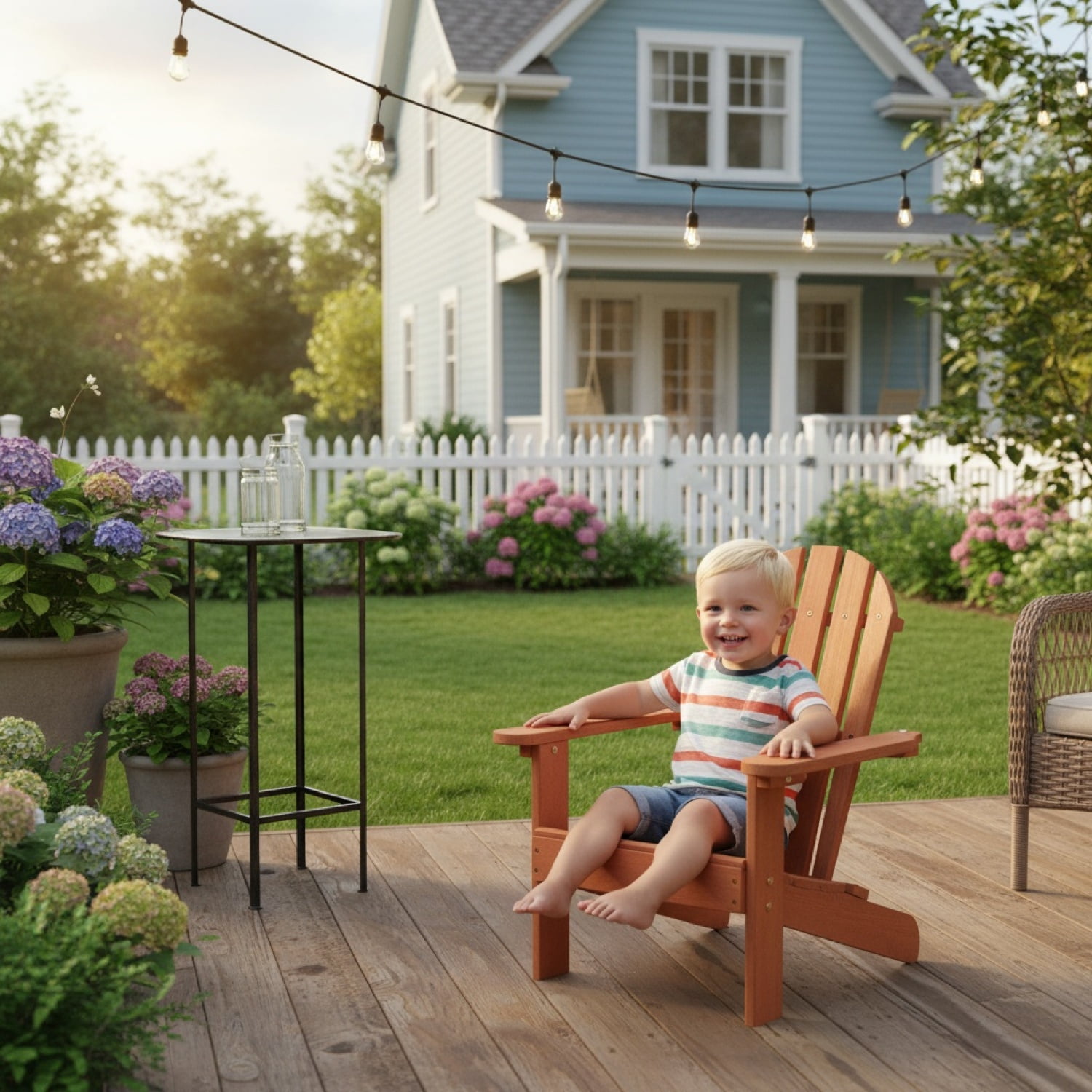 Wooden Kid‘s Adirondack Chair for Indoor and Outdoor  Natural Cedar Patio Lounge Chiar for Kids