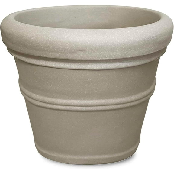 Osmanthus Brunello Planter, Classic Rolled-Rim Plant Pot, 16-Inch (Parchment)