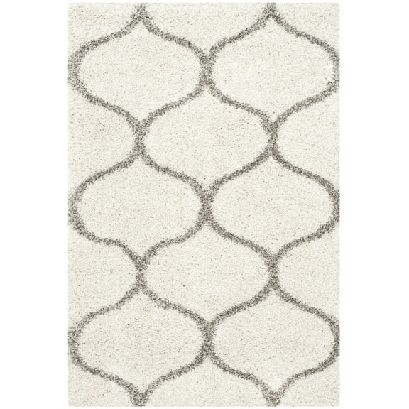 SAFAVIEH Hudson Arline Geometric Shag Area Rug, Ivory/Grey, 4' x 6'