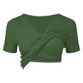 thumbnail image 4 of Nestiefly Womens Short Sleeve Shirts with Built in Bra V Neck Basic T-Shirts Workout Yoga Tops Athletic Shelf Bra Tops Padded Army Green XL, 4 of 7