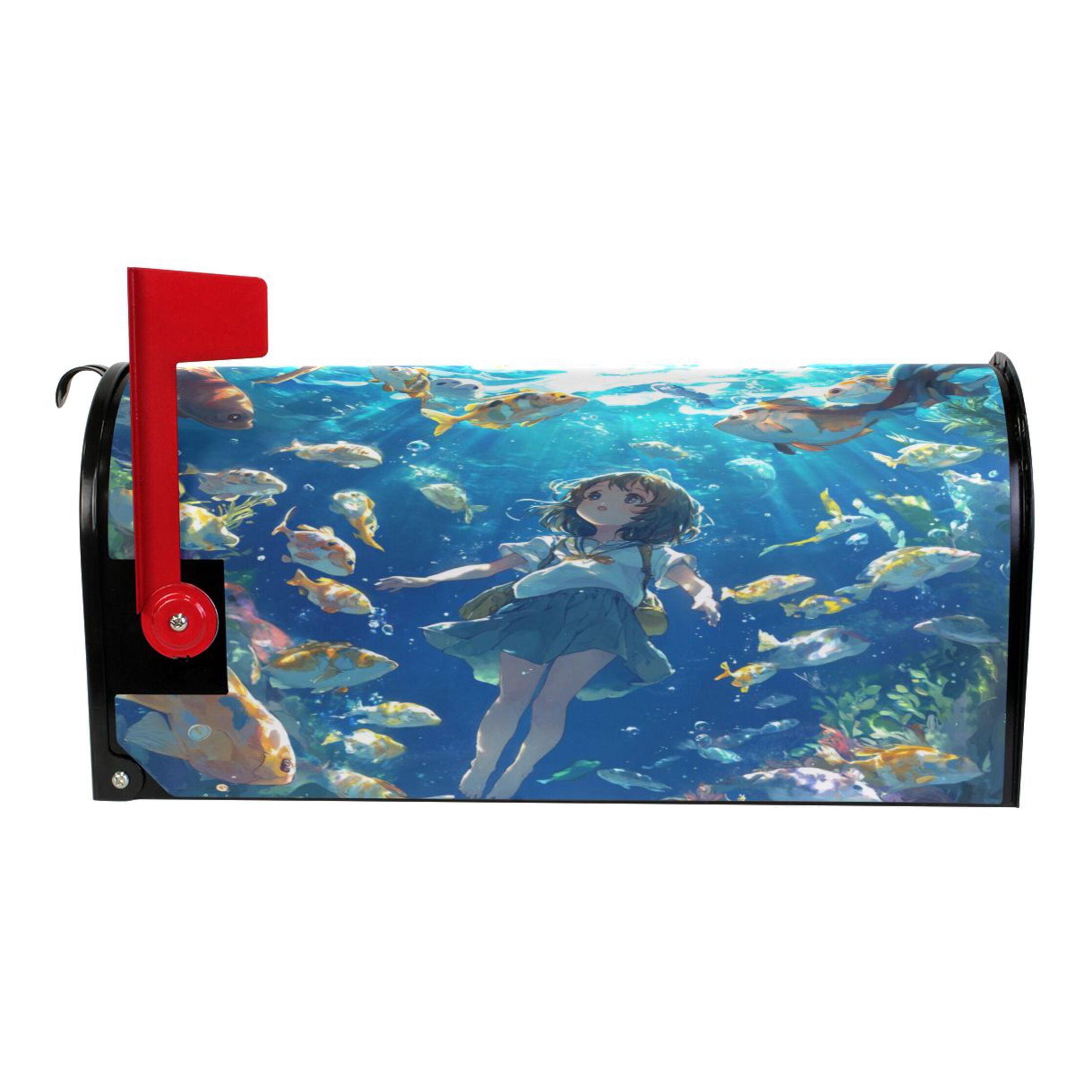 WOBOGO An Undersea World Lass Mailbox Cover Magnetic for Garden Yard Home Decor Standard Size 25.4×20.78in