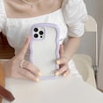 thumbnail image 2 of Wave Frame Clear Case for iPhone 14 Pro Max 6.7 inch, Curly Clear Phone Case, Cute Wavy Phone Case for Girl Slim Fit Shockproof Phone Cover Bumper Soft Pretty Case for Women - Purple, 2 of 10