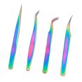 thumbnail image 3 of 4Pcs False Eyelash Tweezers Stainless Steel Professional Eyelash Extension Tweezers Color Ti Gold Suit, 3 of 7