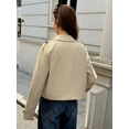 thumbnail image 6 of Women Cropped Trench Coat Casual Double Breasted Short Jacket Fall Fashion Outerwear with Belt Khaki S, 6 of 7