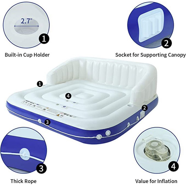 Giant Inflatable Pool Float 2-3 Person Lounger Cup Holders Giant ...