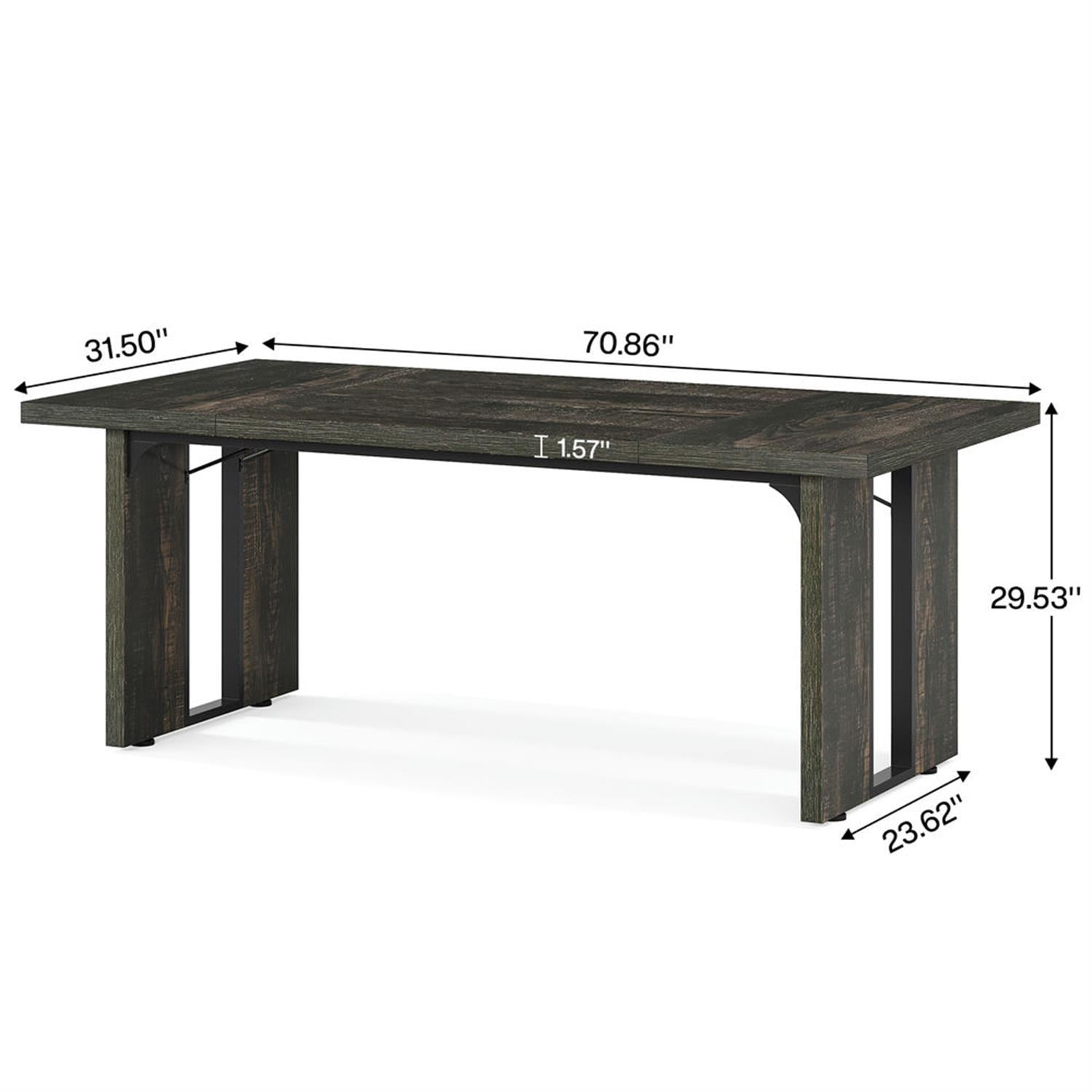 Demi Bonn 70" Executive Computer Desk, Modern Duty Study Writing Gaming Table for Home Office, Rectangle Conference Table, Dark Gray