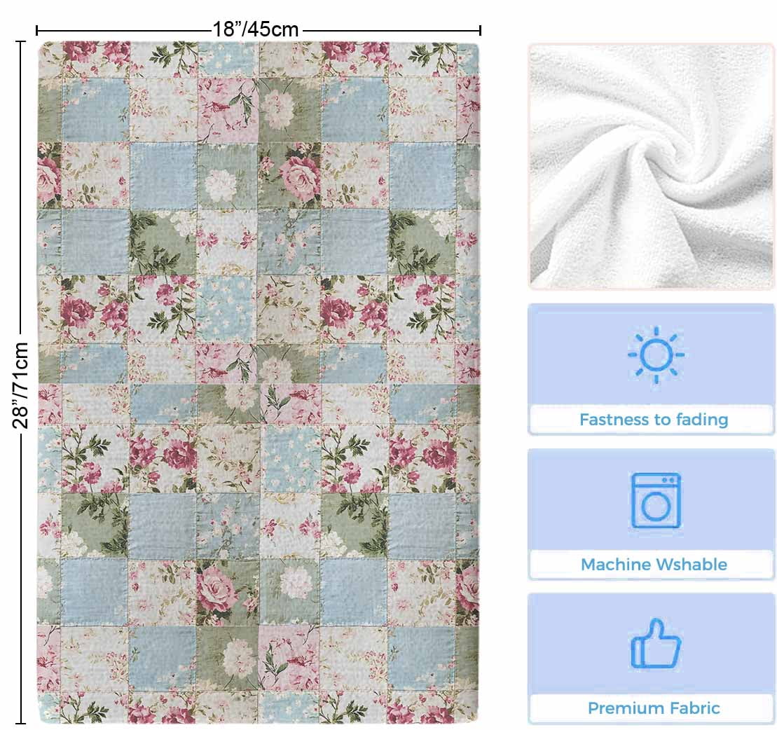 Green Blue Pink Botanical Kitchen Towels Set of 4, Spring Floral Vintage Soft Microfiber Dish Towels, Absorbent Quick-Dry Washable Dishcloths for Kitchen Cleaning, Drying Dishes, 18x28 Inches