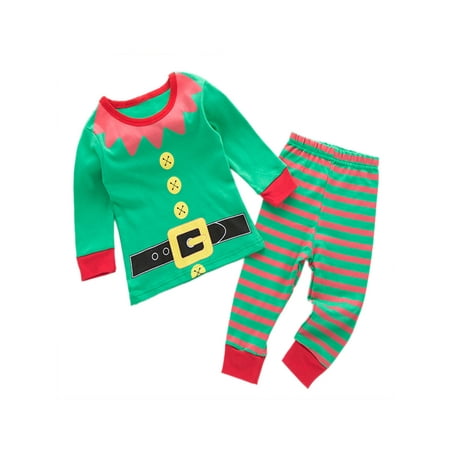 - StylesILove Holiday Season Kids Baby Shirt and Pant 2-pc Pajamas Set (18-24 Months, Elf Green)