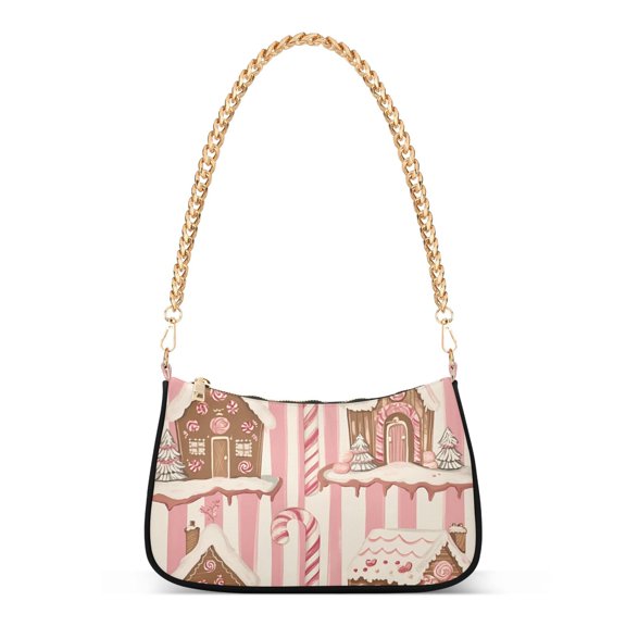 FORMRS Womens Shoulder Bag with Chain Strap Clutch Purse Cute Tote Handbag, Pink Candy House