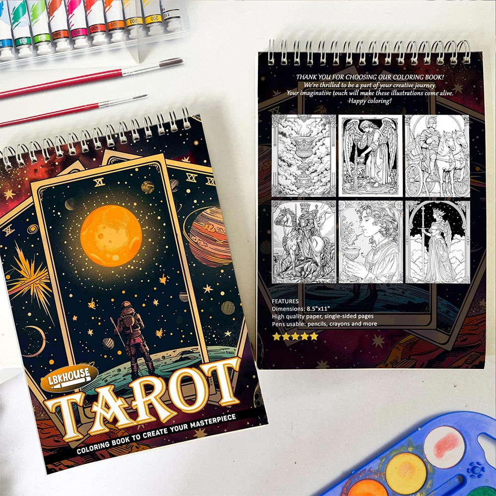 LBKHOUSE Tarot Coloring Book Spiral Bound for Adults, Premium Cover