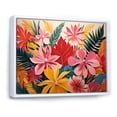 thumbnail image 3 of Designart "Tropical Jungle Pattern with Pink Floral II" Extra Large Floral Framed Wall Art - Traditional Pink Flowers Living Room Framed Canvas Art, 3 of 7