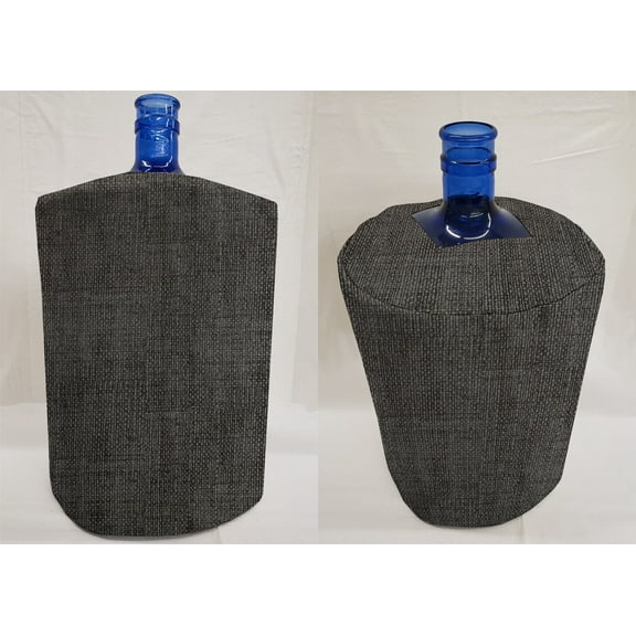 Faux Burlap Water Bottle Cover by Penny's Needful Things (3 Gallon Cover)(Top Spout) (Black/Gray)