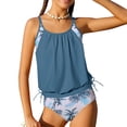 thumbnail image 5 of Girls' Double Layer Tankini Swimsuit - Tropical Palm Print Two Piece Bathing Suit with Adjustable Straps, Modest Swimwear 6-14 Years, 5 of 6