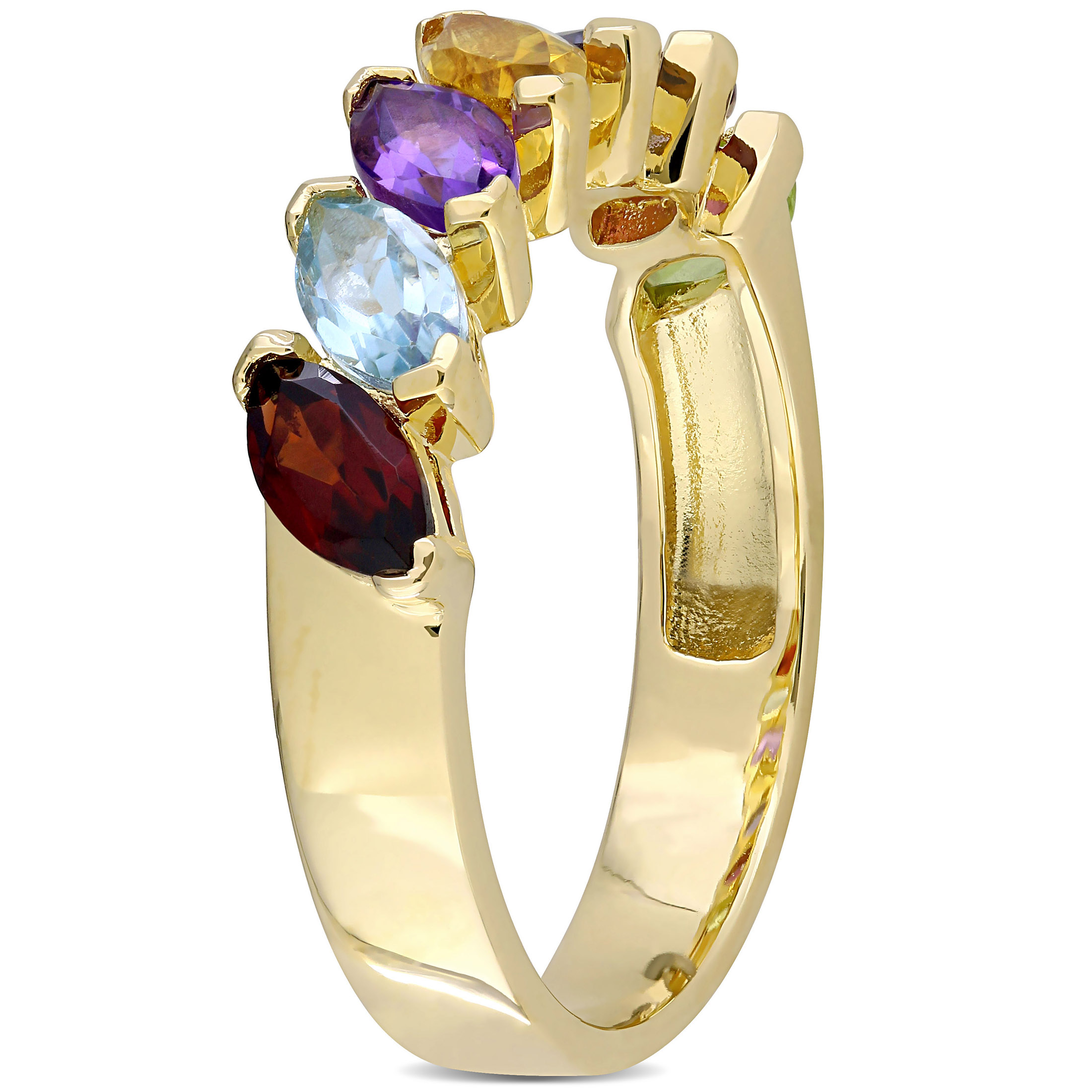 Everly Women's Rhodolite and Topaz Amethyst Citrine Iolite Garnet Peridot Yellow Gold Plated Ring