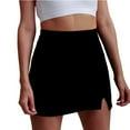 thumbnail image 3 of Gustave Women's High Waist Bodycon Mini Pencil Skirt Ladies Fashion Split A-Line Short Skirt Faux Suede Leather - Black, XL, 3 of 8