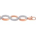 thumbnail image 2 of Arista Diamond Accent Oval-Shaped Link Women's Fashion Bracelet 14K Rose Gold Tone Brass, 7.50", 2 of 3
