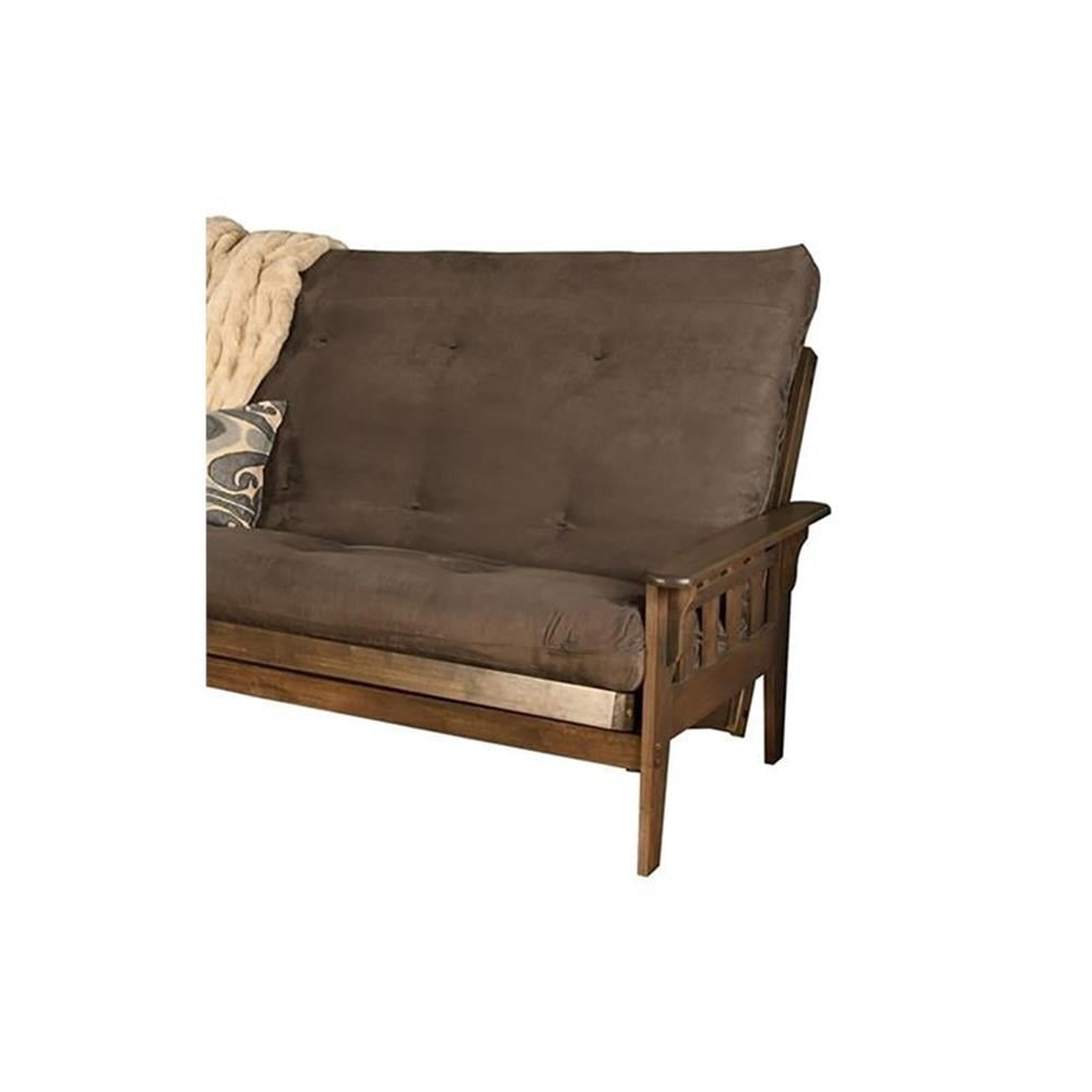 Kodiak Furniture Tucson Queen Futon with Fabric Mattress in Gray/Rustic Walnut