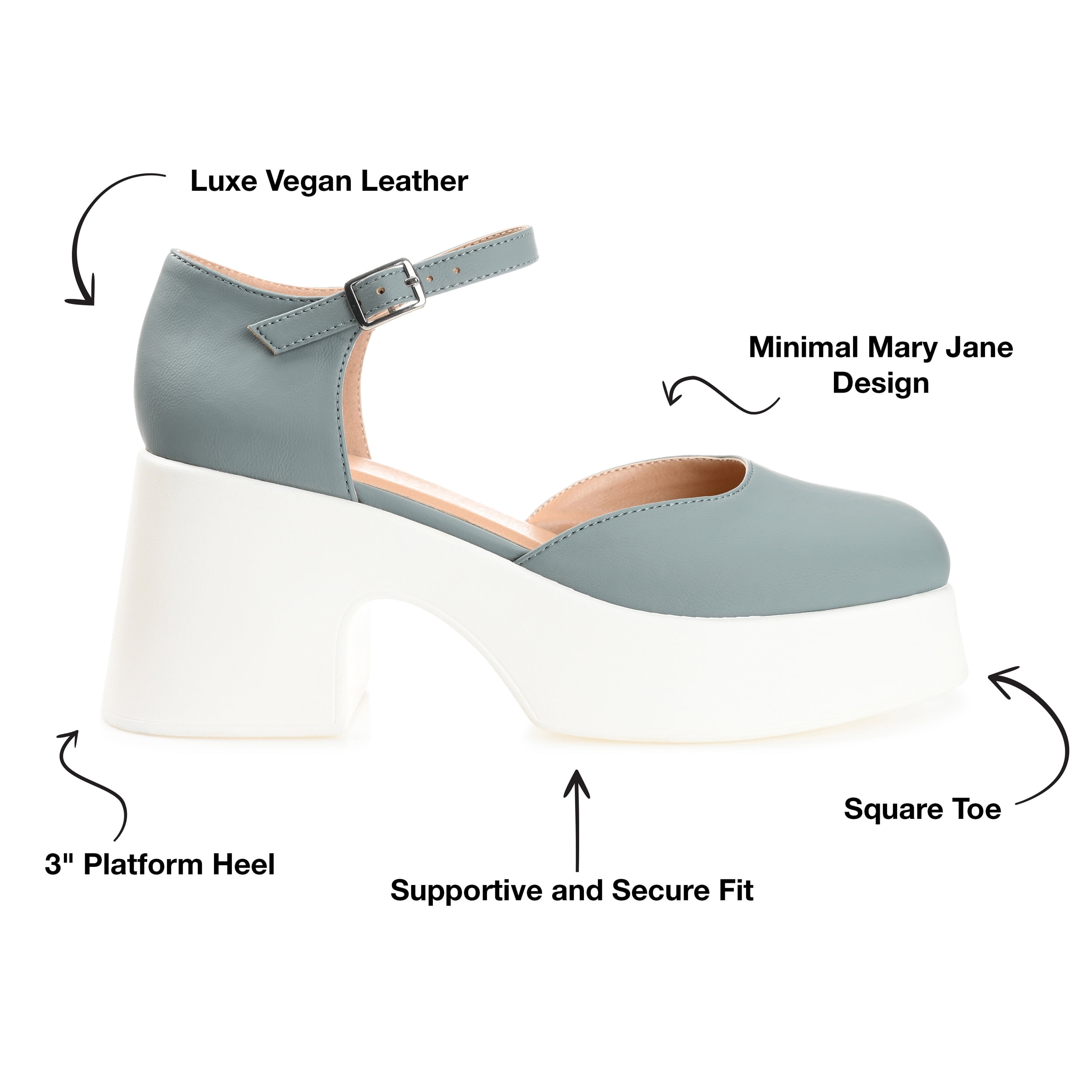 Journee Womens Lizaa Square Toe Ankle Strap Sporty Platform