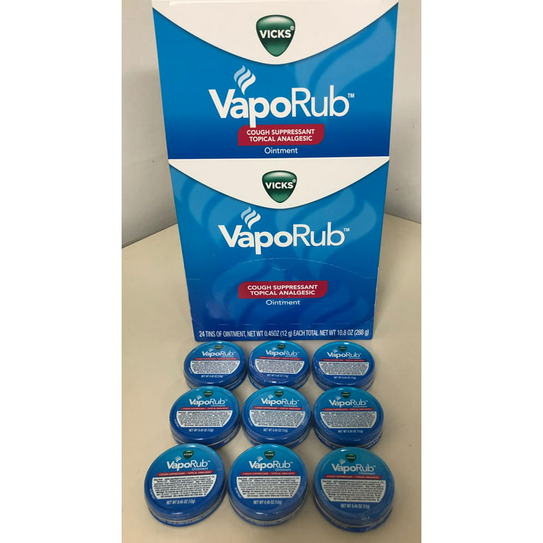 Vicks Vaporub Travel Cans 24 Tins of Ointment Each Tin 0.45oz