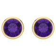 thumbnail image 3 of 14K Solid Gold Screw Back Stud Earrings for Women | 1 cttw Round Cut Natural Amethyst | Yellow Gold, 3 of 5