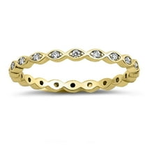 CHOOSE YOUR COLOR Sterling Silver Women's Gold-Tone Eternity Clear CZ Ring 925 Band 2mm White Female Size 9