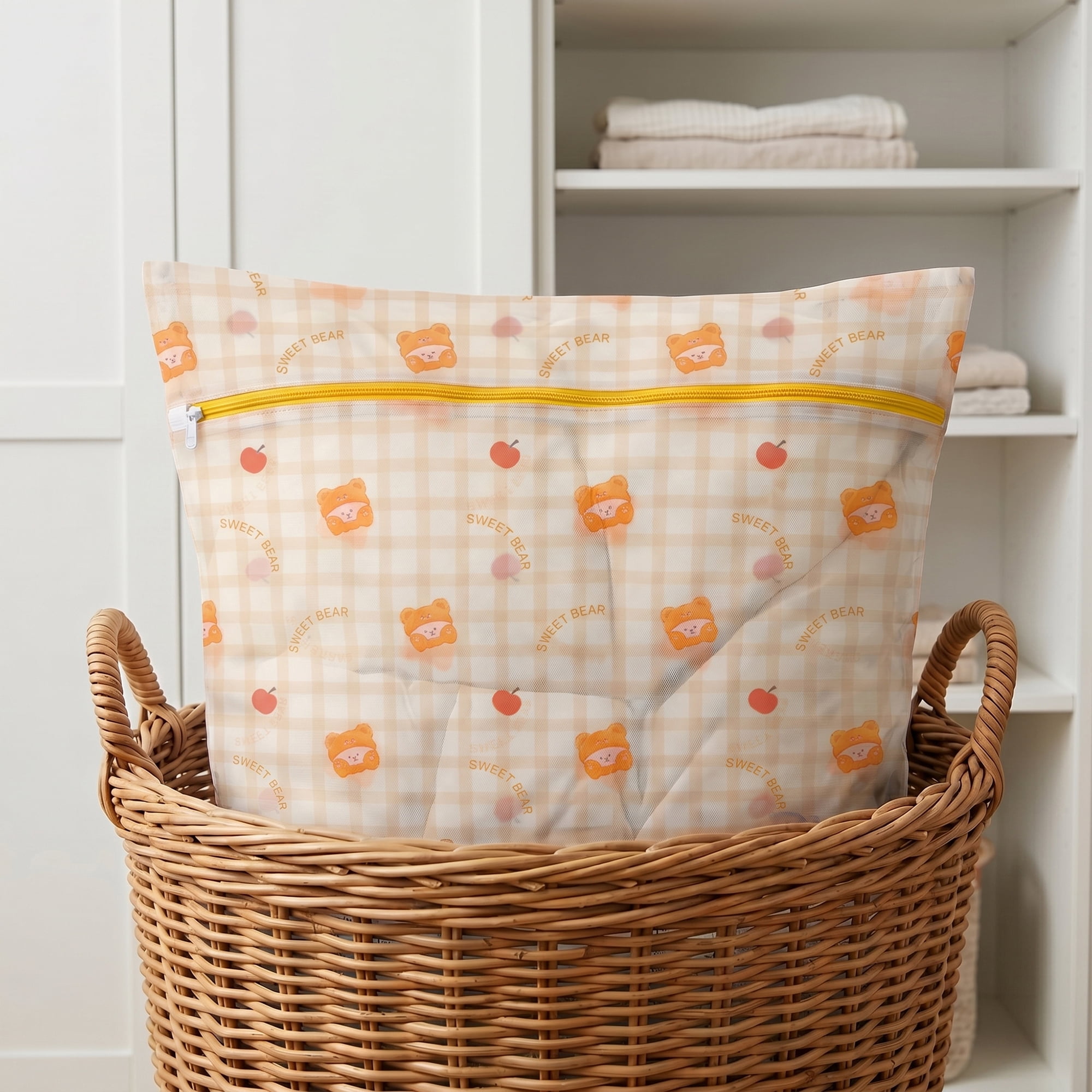 Polyester Mesh Durable Zipper Closure Laundry Bags for Delicates Orange-Yellow 6Pcs