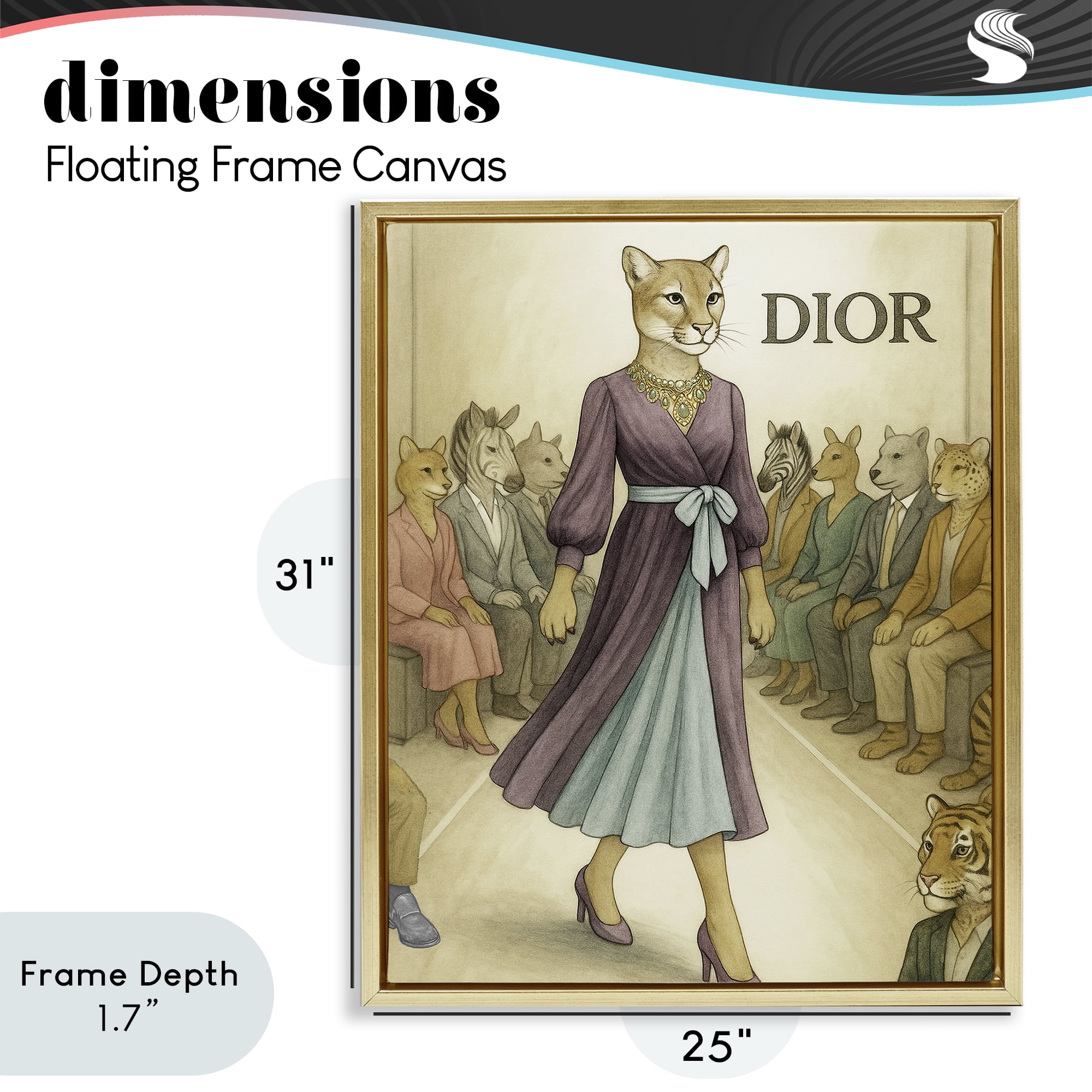 Stupell Industries Fashion Runway Cougar Gold Framed Floater Canvas Wall Art, design by Grotto Studios