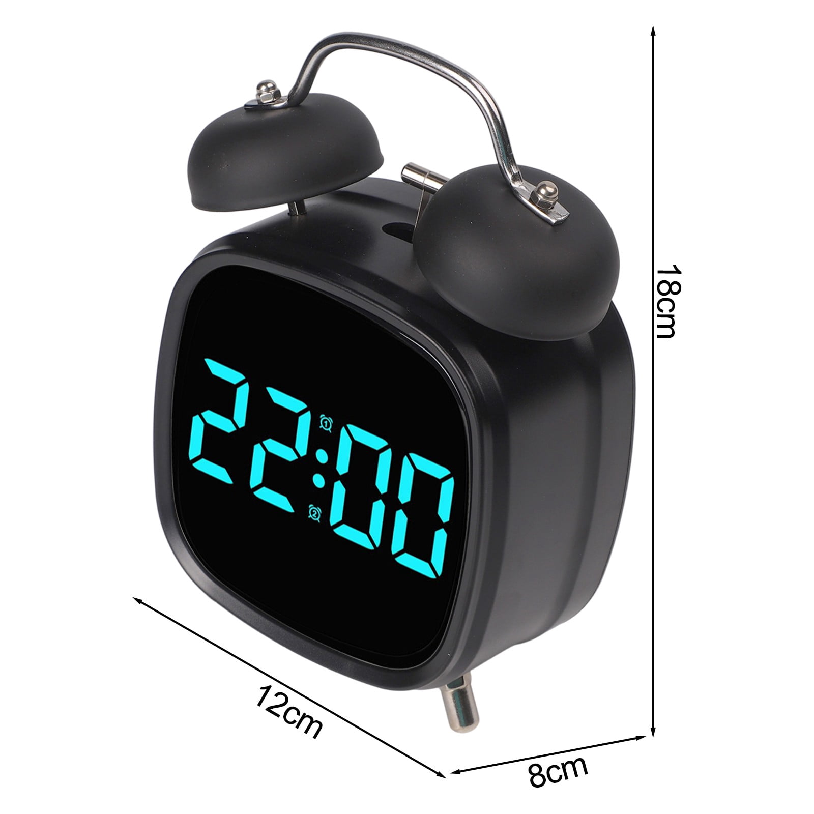 Digital Alarm Clock With Classic Twin Bell Design Led Display And Flexible Power Options For Home And Workplace