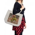 thumbnail image 2 of Brick Wall Shopping Bag, Fresh Little Tree with Fuchsia Flowers in Front of Cracked Wall Hope Dream Theme, Eco-Friendly Reusable Bag for Groceries Beach and More, 15.5" X 14.5", Cream, by Ambesonne, 2 of 2