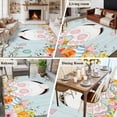 thumbnail image 5 of Non-Slip Rug Pad Rugs Easter Rabbit Colorful Egg Rectangle Area Rugs 5x7Ft Soft Carpet Pads for Living Room Kids Room, Pastoral Flower Teal Wood Board, 5 of 9