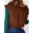 thumbnail image 5 of Arvbitana Women's Stand Collar Puffer Vest Solid Color Sleeveless Warm Waistcoat Lightweight Zipper Cropped Cardigan Coat Ladies Fall Winter Casual Daily Outerwear, 5 of 6