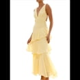 thumbnail image 2 of Vestidos de Dama de de Escalonada para Mujer, Vestidos de Noche Formales con Volantes, Largos y Plisados. Amarillo L, 2 of 10
