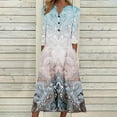thumbnail image 1 of Babysbule Liquidation Robes d'Automne pour Femmes Mode Femmes Décontracté Élégant Col Rond Imprimé Été Manches Longues Poches Robe, 1 of 5